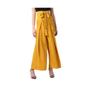 HD Women's Polyester Solid Smocked Trousers (Yellow)