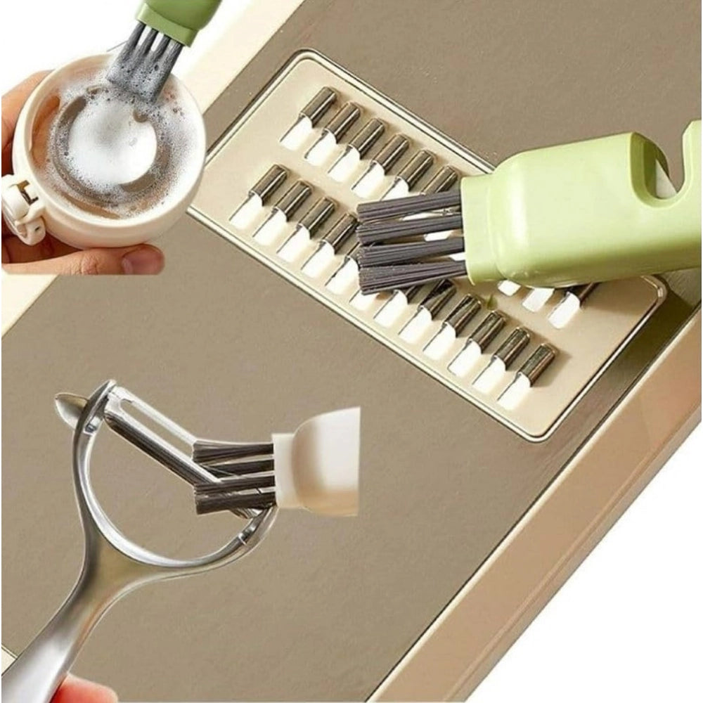 HamariDookan Stainless Steel-Plastic Solid Kitchen Knife Cleaner Brush (Green)