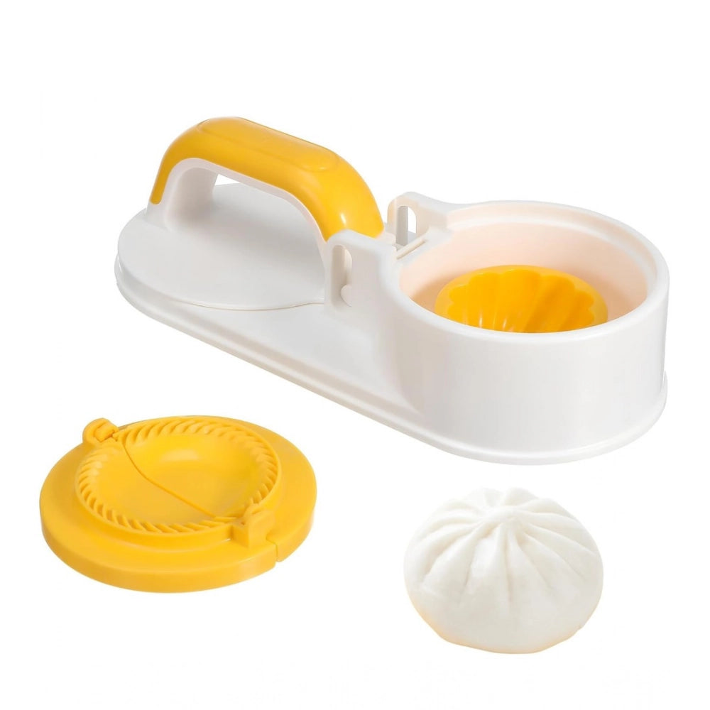 HamariDookan Plastic Solid Dumpling Maker Mold Press (Yellow-White)