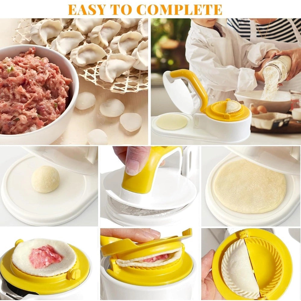 HamariDookan Plastic Solid Dumpling Maker Mold Press (Yellow-White)