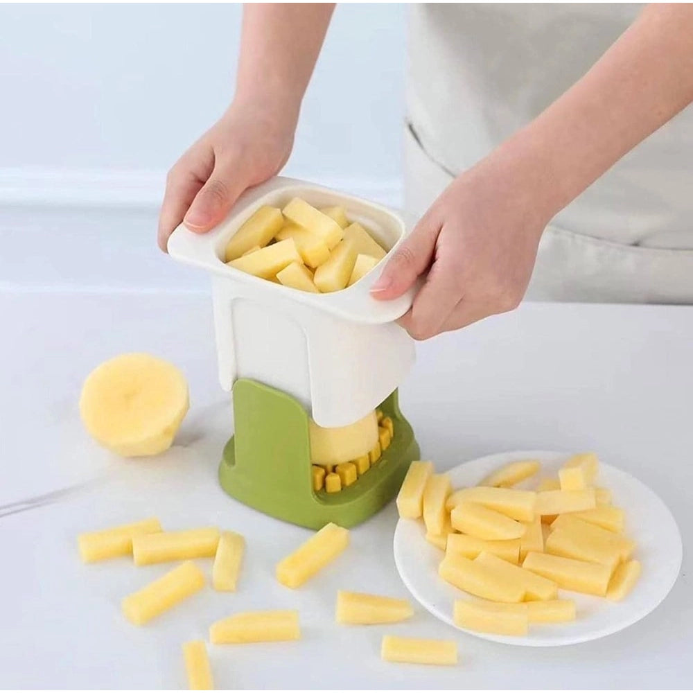 HamariDookan ABS Plastic Solid Hand Pressure Vegetable Chopper and Dicer (Green-White)