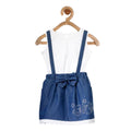 HamariDookan Girl's Denim Embellished Sleeveless Skirt with inner (Dark Blue)