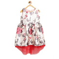 HamariDookan Girl's Polyester &amp; Net Inset Sleeveless Dress with Net Inset (Off White)