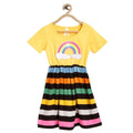 HamariDookan Girl's Cotton Striped Short Sleeve Dress (Multicolor)