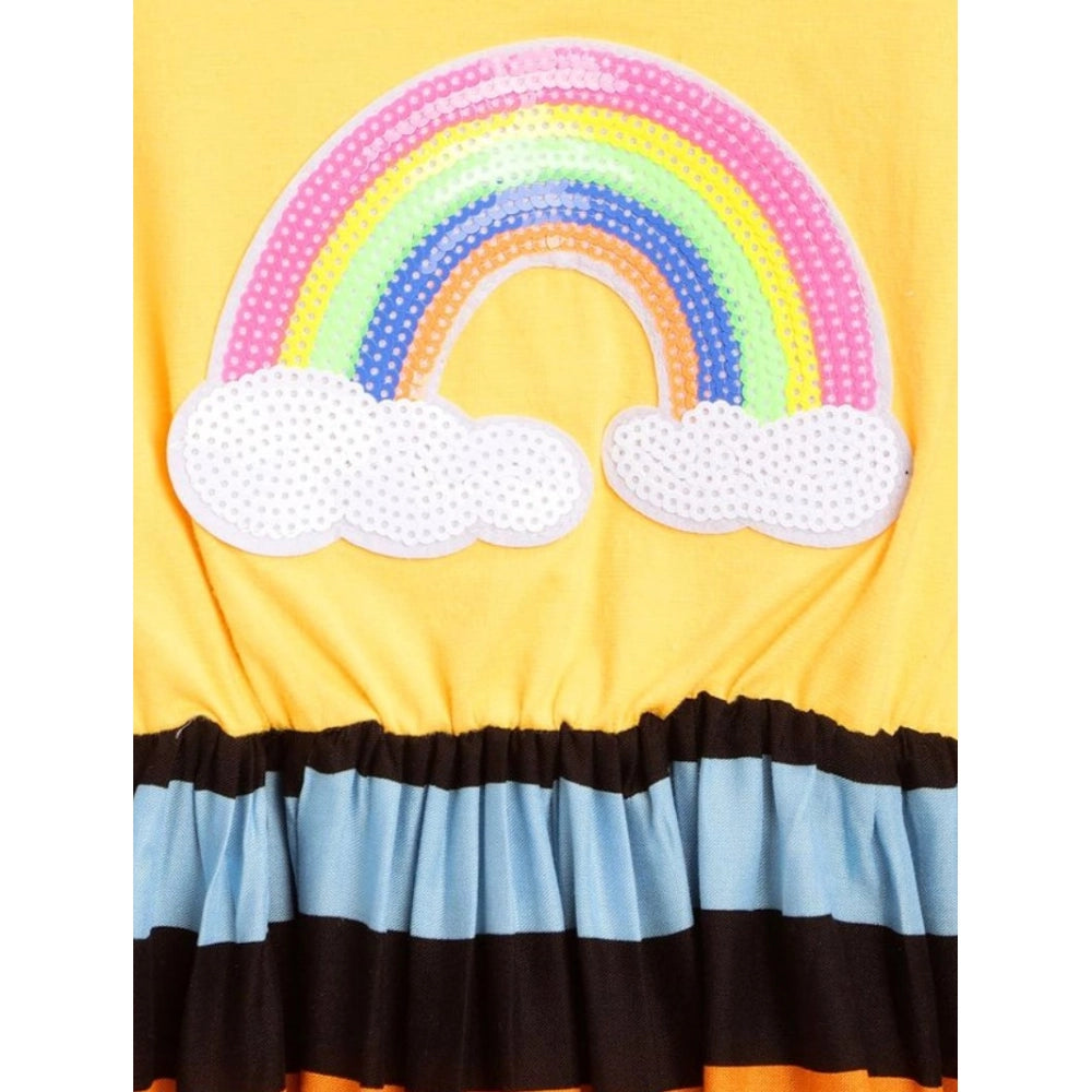 HamariDookan Girl's Cotton Striped Short Sleeve Dress (Multicolor)