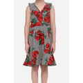 HamariDookan Girl's Polyester Crepe Floral Shoulder Straps Dress (Red)
