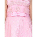 HamariDookan Girl's Net Embroidered Sleeveless Dress (Pink)