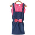 HamariDookan Girl's Denim &amp; Cotton Bow Sleeveless Dungaree (Pink)
