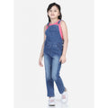 HamariDookan Girl's Denim Washed Buttoned Dungaree (Blue)