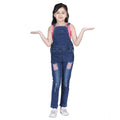 HamariDookan Girl's Denim Patch Work Buttoned Dungaree (Blue)