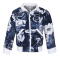 HamariDookan Girl's Polyester Printed Long Sleeves Bomber Jacket (White-Blue)