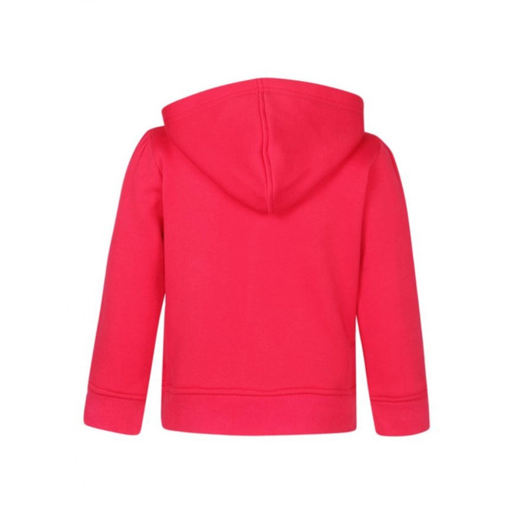 HamariDookan Girl's Fleece Printed Long Sleeves Hoodie Jacket (Magenta)