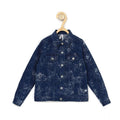 HamariDookan Girl's Denim Washed Flutter Jacket with Crinkle (Blue)