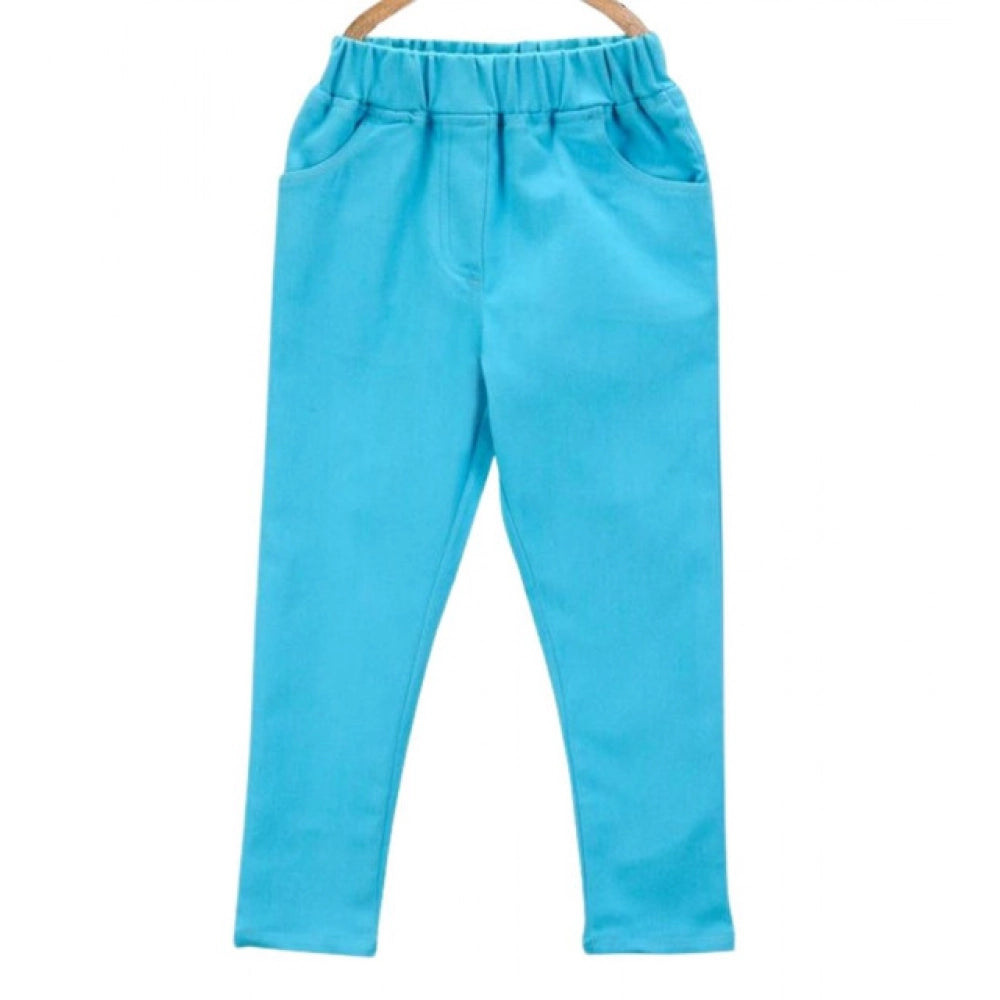 HamariDookan Girl's Denim Solid Elasticated Jeggings cum Jeans (Blue)