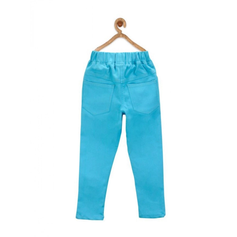 HamariDookan Girl's Denim Solid Elasticated Jeggings cum Jeans (Blue)