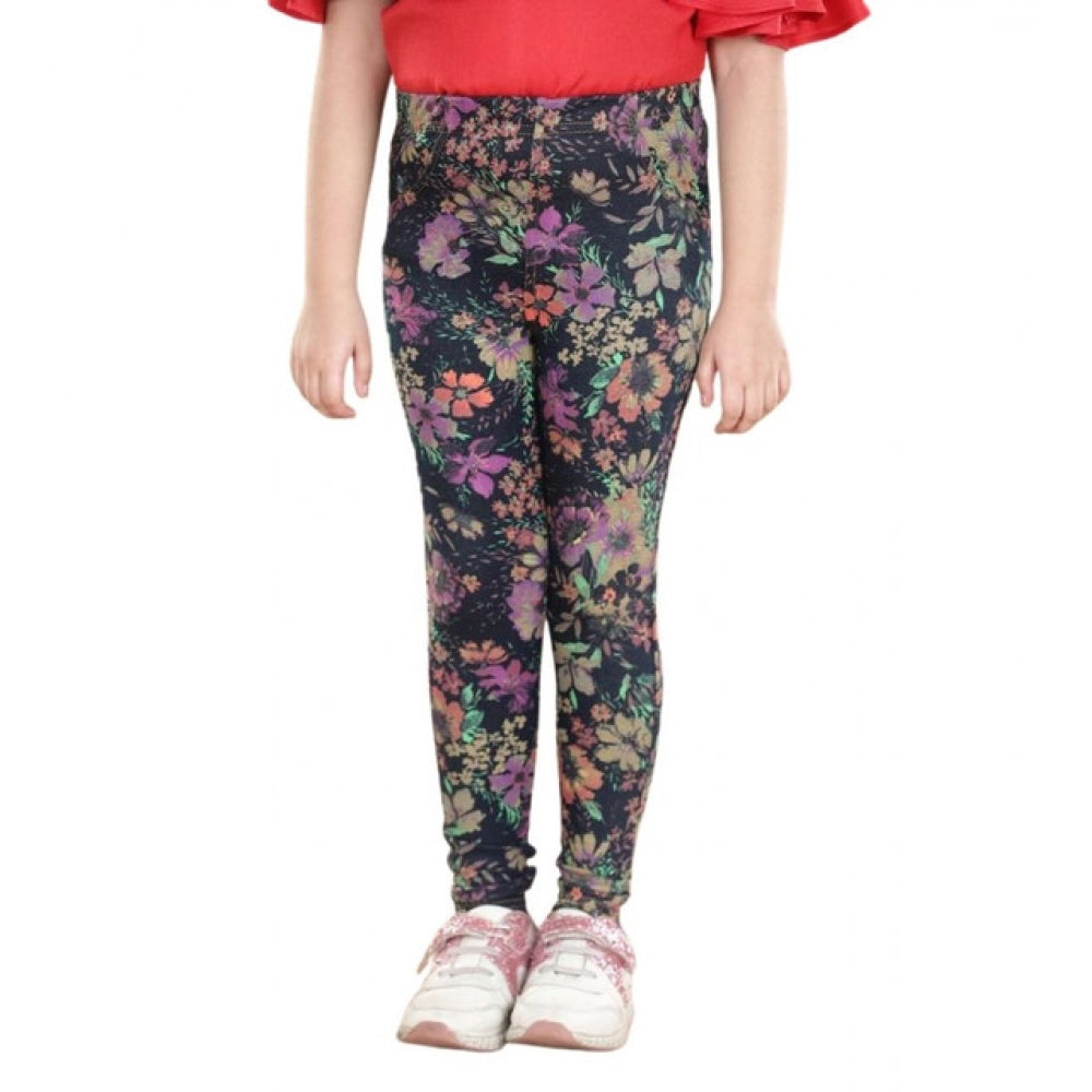 HamariDookan Girl's Cotton Lycra Floral Elasticated Jeggings (Multicolor)