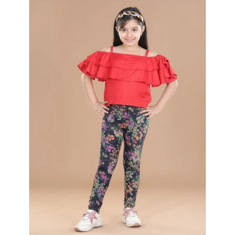 HamariDookan Girl's Cotton Lycra Floral Elasticated Jeggings (Multicolor)