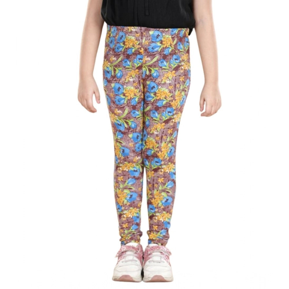 HamariDookan Girl's Cotton Lycra Floral Elasticated Jeggings (Multicolor)