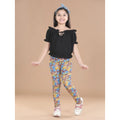 HamariDookan Girl's Cotton Lycra Floral Elasticated Jeggings (Multicolor)