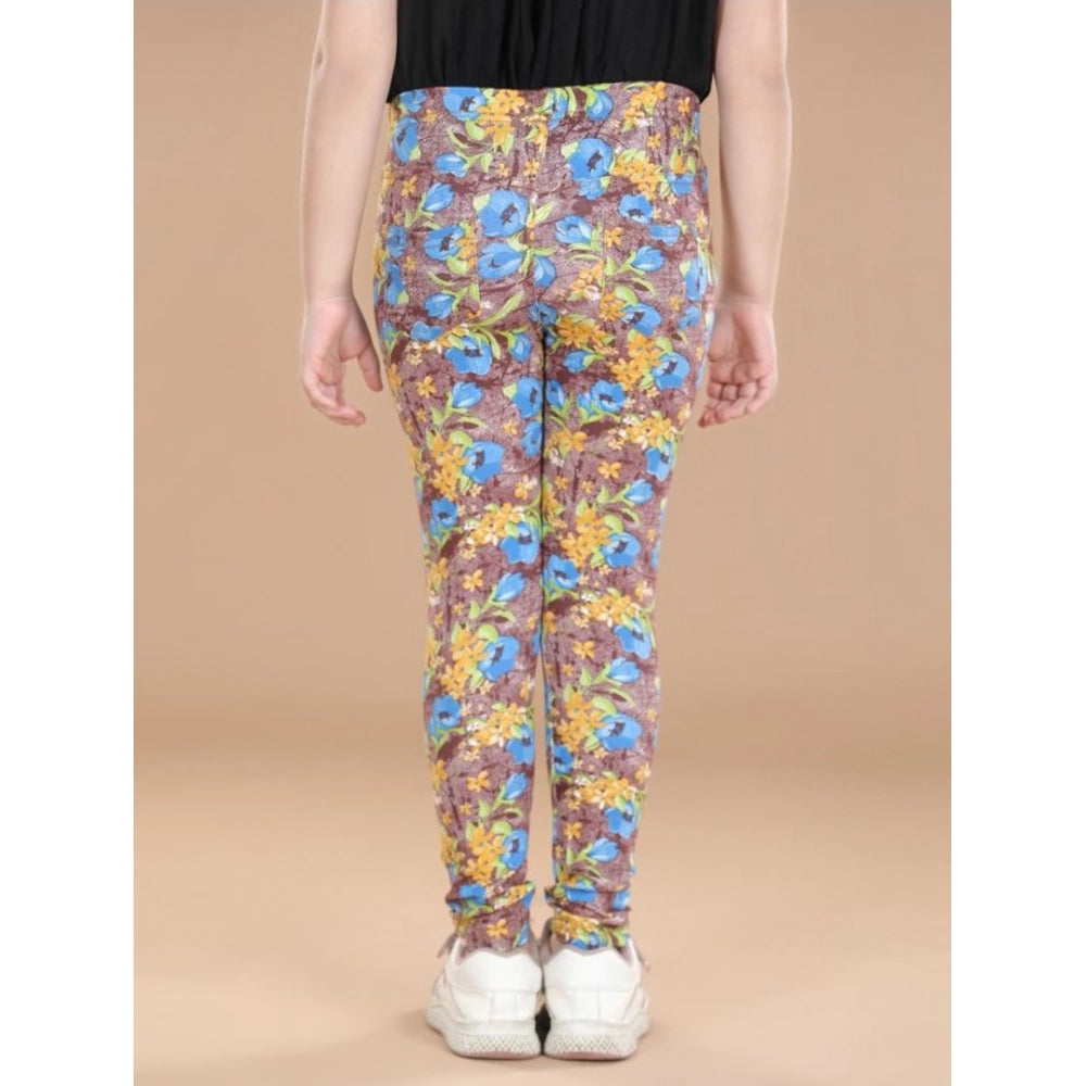 HamariDookan Girl's Cotton Lycra Floral Elasticated Jeggings (Multicolor)