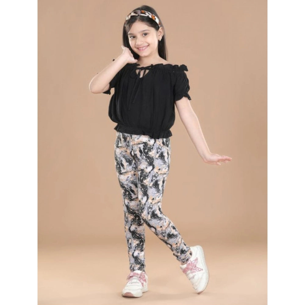 HamariDookan Girl's Cotton Lycra Floral Elasticated Jeggings (Multicolor)