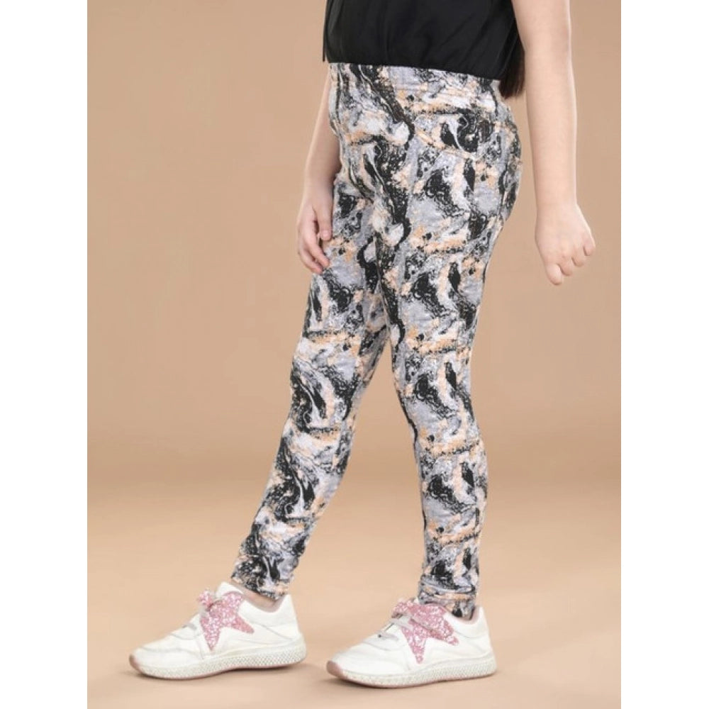 HamariDookan Girl's Cotton Lycra Floral Elasticated Jeggings (Multicolor)