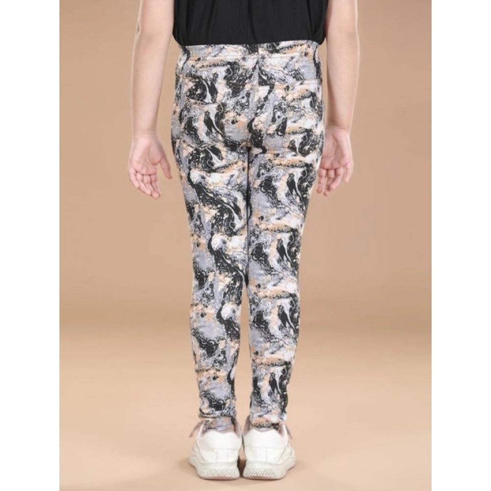 HamariDookan Girl's Cotton Lycra Floral Elasticated Jeggings (Multicolor)