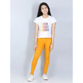 HamariDookan Girl's Cotton Lycra Solid Elasticated Jeggings (Mustard)