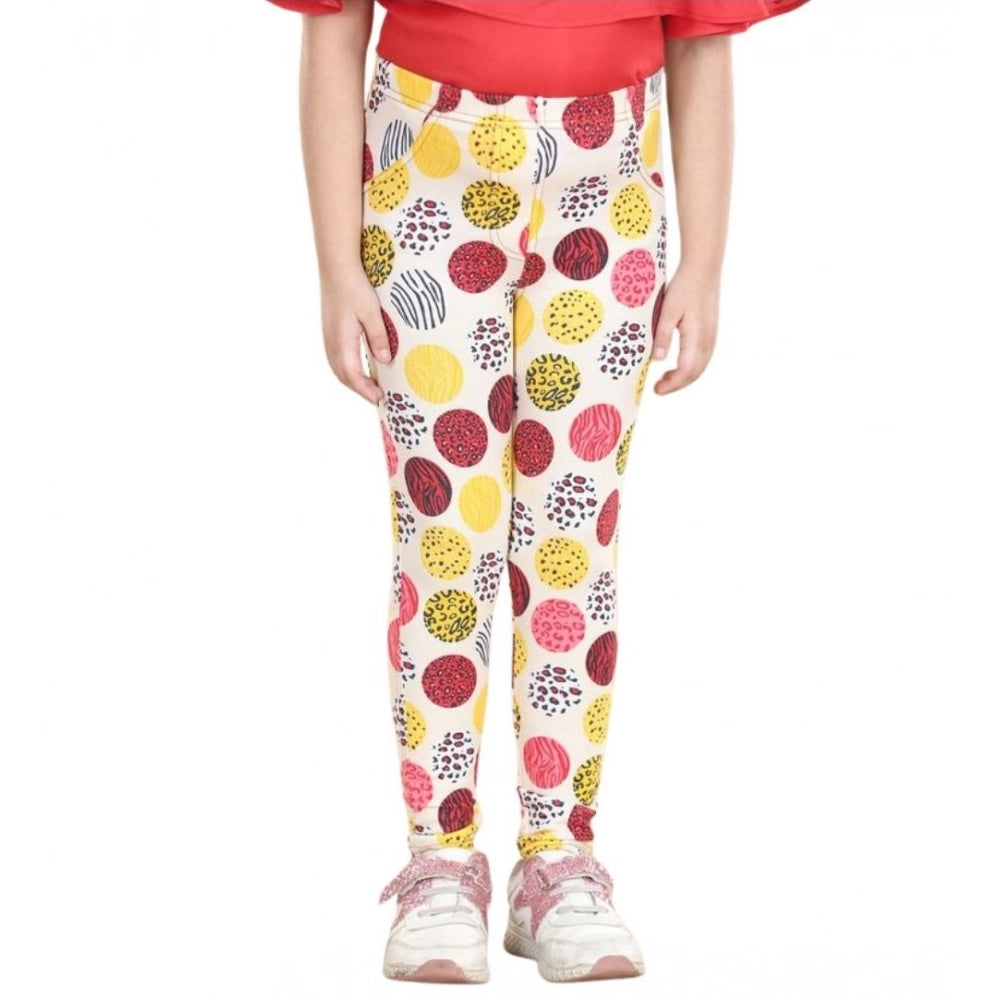 HamariDookan Girl's Cotton Lycra Floral Elasticated Jeggings (Multicolor)