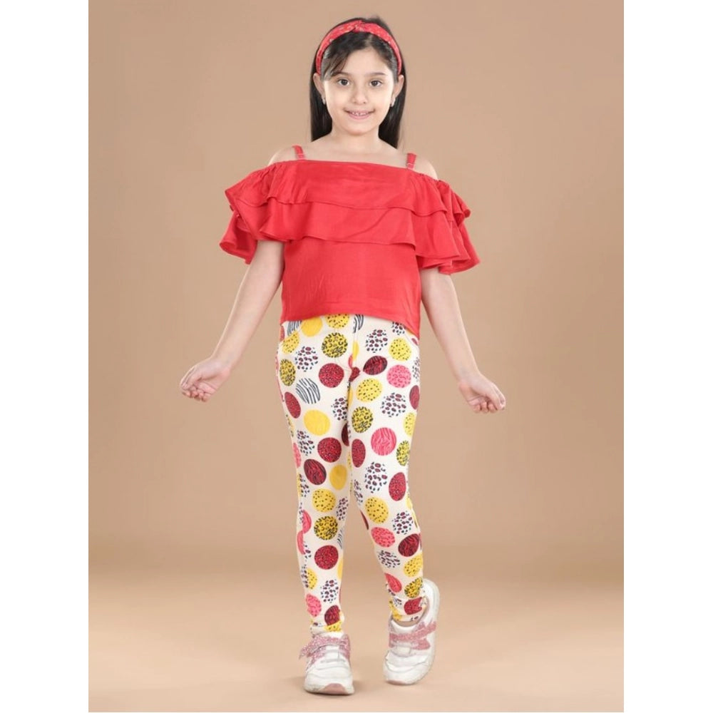 HamariDookan Girl's Cotton Lycra Floral Elasticated Jeggings (Multicolor)