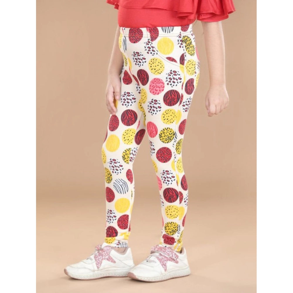 HamariDookan Girl's Cotton Lycra Floral Elasticated Jeggings (Multicolor)