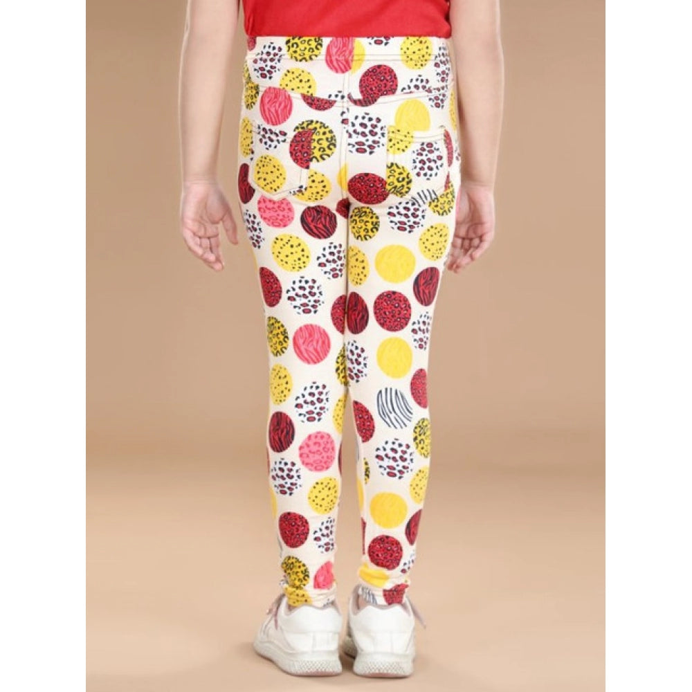 HamariDookan Girl's Cotton Lycra Floral Elasticated Jeggings (Multicolor)