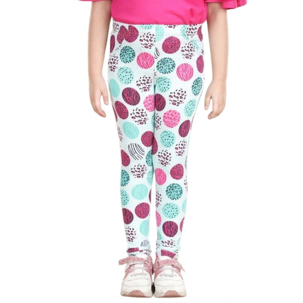 HamariDookan Girl's Cotton Lycra Floral Elasticated Jeggings (Multicolor)