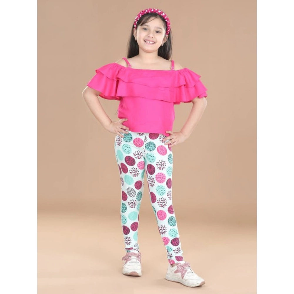 HamariDookan Girl's Cotton Lycra Floral Elasticated Jeggings (Multicolor)