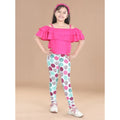 HamariDookan Girl's Cotton Lycra Floral Elasticated Jeggings (Multicolor)