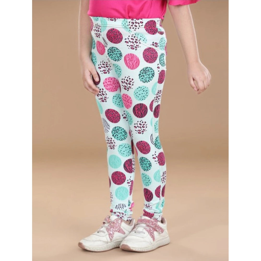 HamariDookan Girl's Cotton Lycra Floral Elasticated Jeggings (Multicolor)