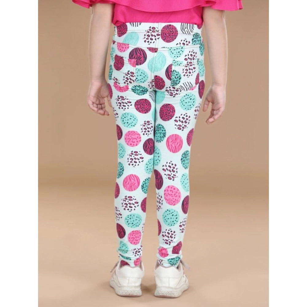 HamariDookan Girl's Cotton Lycra Floral Elasticated Jeggings (Multicolor)