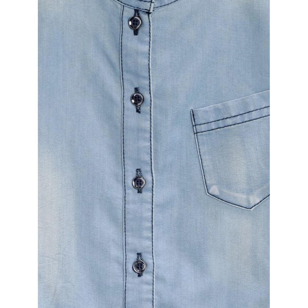 HamariDookan Girl's Denim Embellished Sleeveless Jumpsuit (Blue)