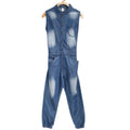 HamariDookan Girl's Denim Embellished Sleeveless Jumpsuit (Blue)