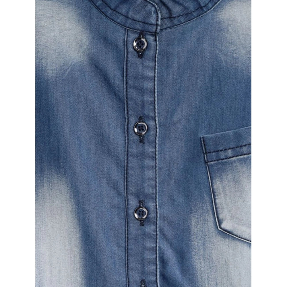 HamariDookan Girl's Denim Embellished Sleeveless Jumpsuit (Blue)