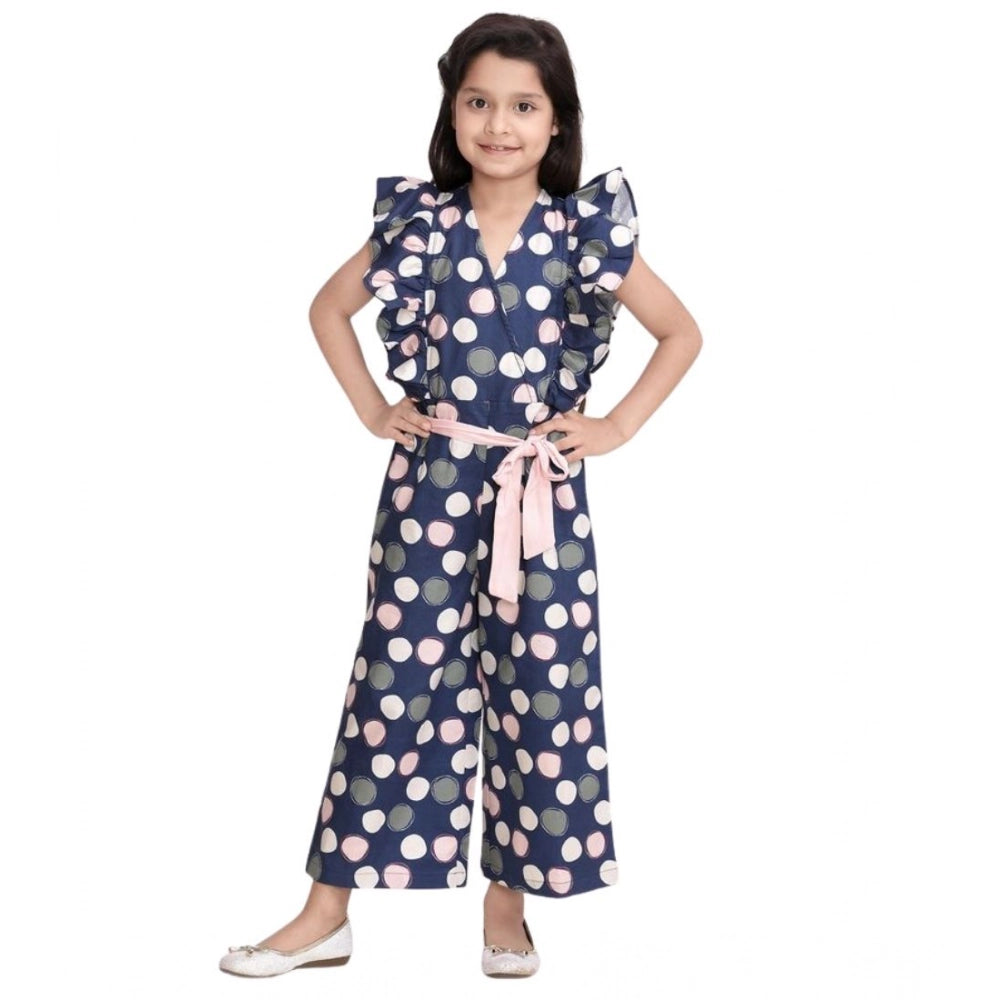 HamariDookan Girl's Rayon Polka Flutter Jumpsuit (Multicolor)