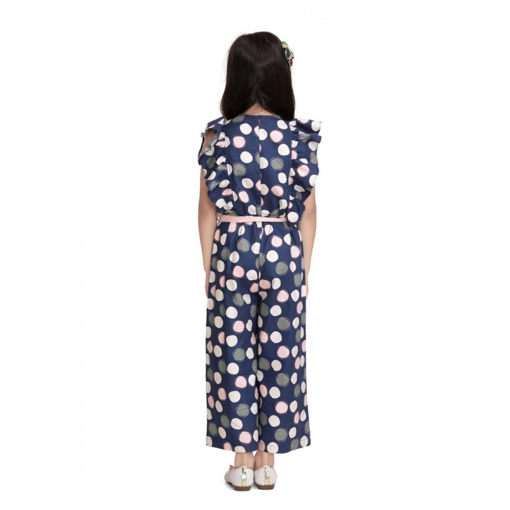 HamariDookan Girl's Rayon Polka Flutter Jumpsuit (Multicolor)