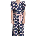 HamariDookan Girl's Rayon Polka Flutter Jumpsuit (Multicolor)