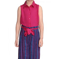 HamariDookan Girl's Rayon Colour Block Sleeveless Jumpsuit (Pink-Blue)