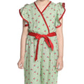 HamariDookan Girl's Rayon Printed Flutter Jumpsuit (Green)