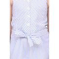 HamariDookan Girl's Polyester Cotton Blend Striped Sleeveless Jumpsuit (Light Blue)