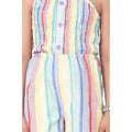 HamariDookan Girl's Polyester Cotton Blend Striped Sleeveless Jumpsuit (Multicolor)