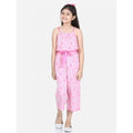 HamariDookan Girl's Rayon Flamingo Print Sleeveless Jumpsuit (Pink)