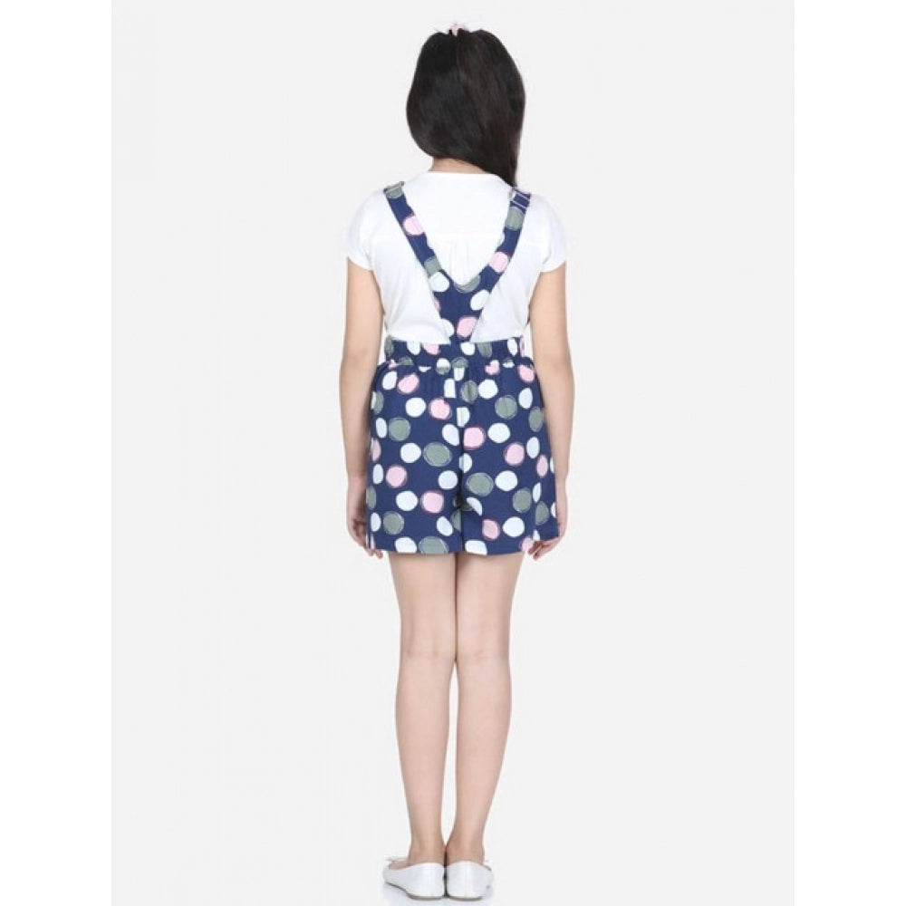 HamariDookan Girl's Rayon Polka Sleeveless Jumpsuit (Blue-Pink)
