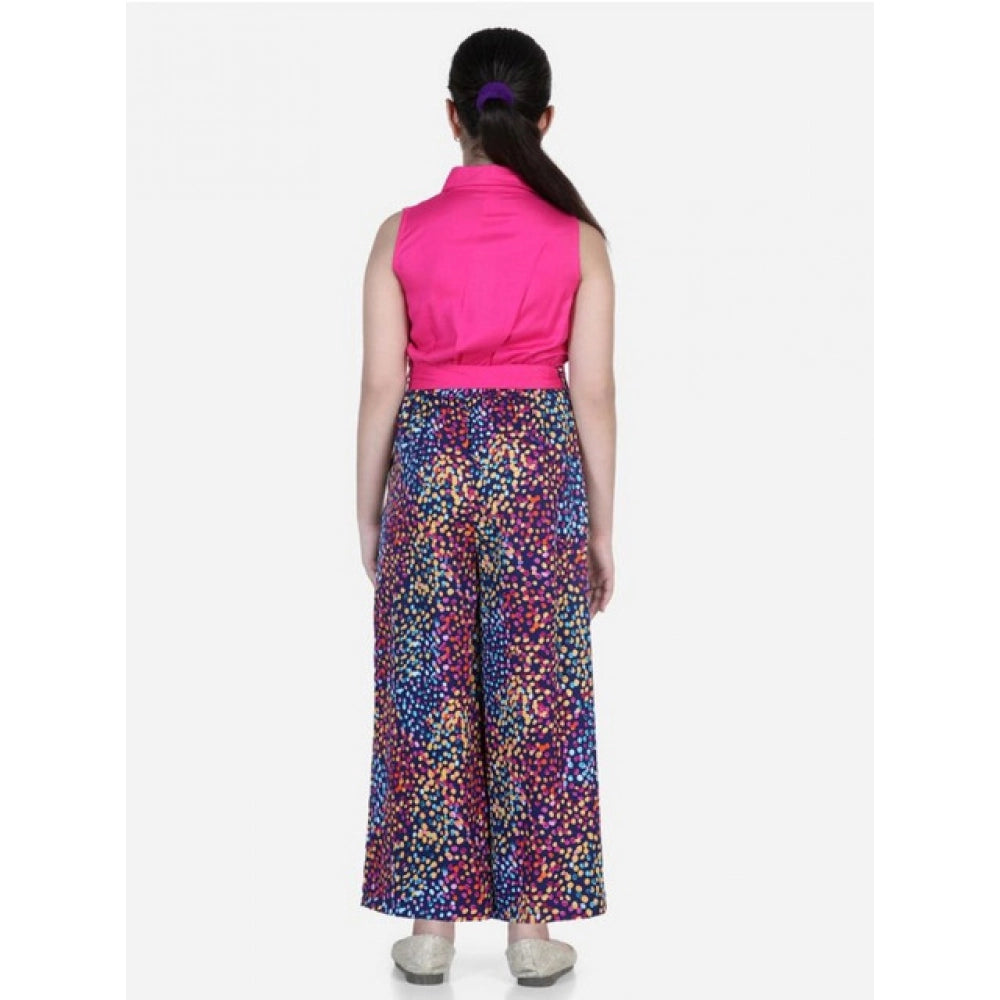 HamariDookan Girl's Bodice-Rayon Colour Block Sleeveless Jumpsuit (Multicolor)
